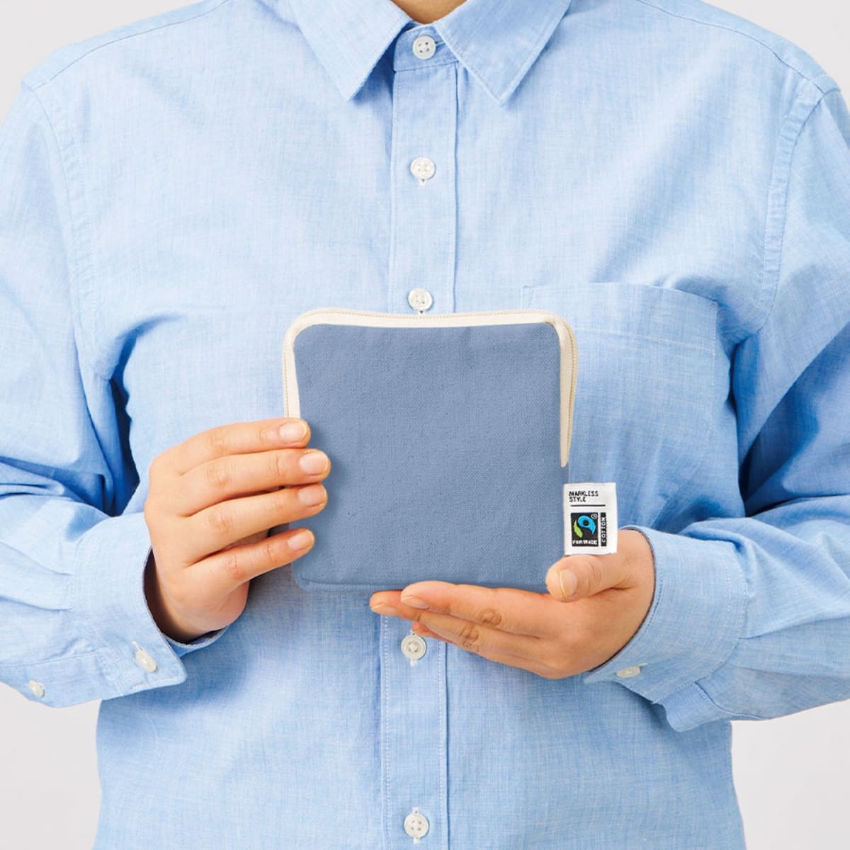 フェアトレードコットンスリムスクエアポーチ（S） | ノベルティ(小物) | 1枚 | TP-0050 | スモーキーピンク