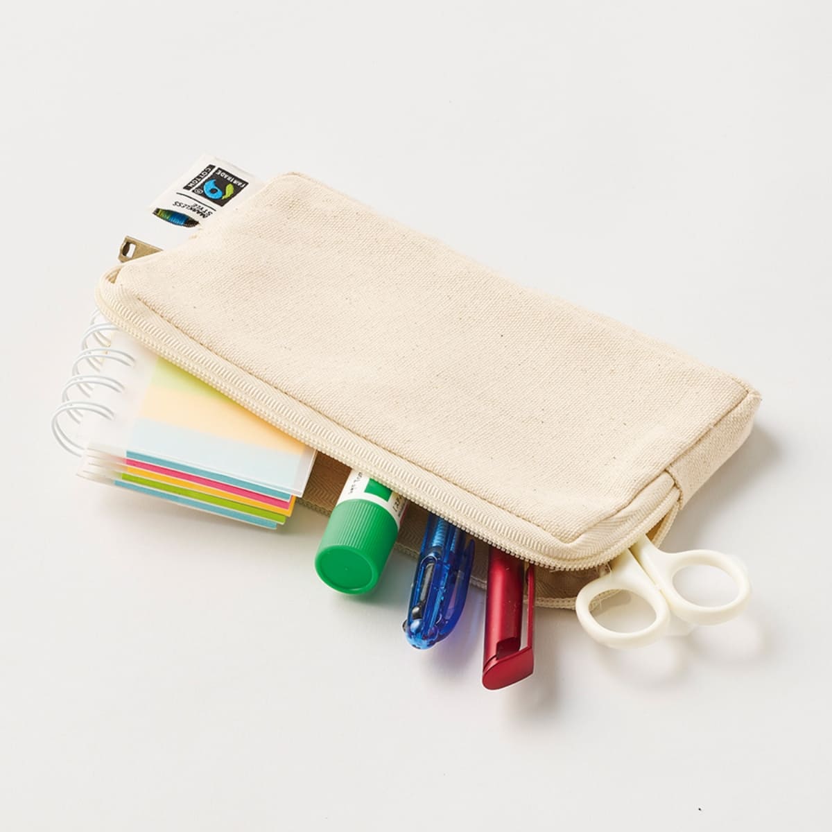 フェアトレードコットンスリムスクエアポーチ（M） | ノベルティ(小物) | 1枚 | TP-0051 | スモーキーピンク