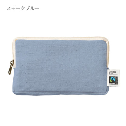 フェアトレードコットンスリムスクエアポーチ（M） | ノベルティ(小物) | 1枚 | TP-0051 | スモーキーブルー