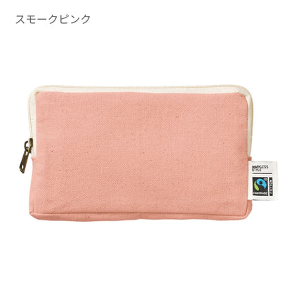フェアトレードコットンスリムスクエアポーチ（M） | ノベルティ(小物) | 1枚 | TP-0051 | スモーキーブルー