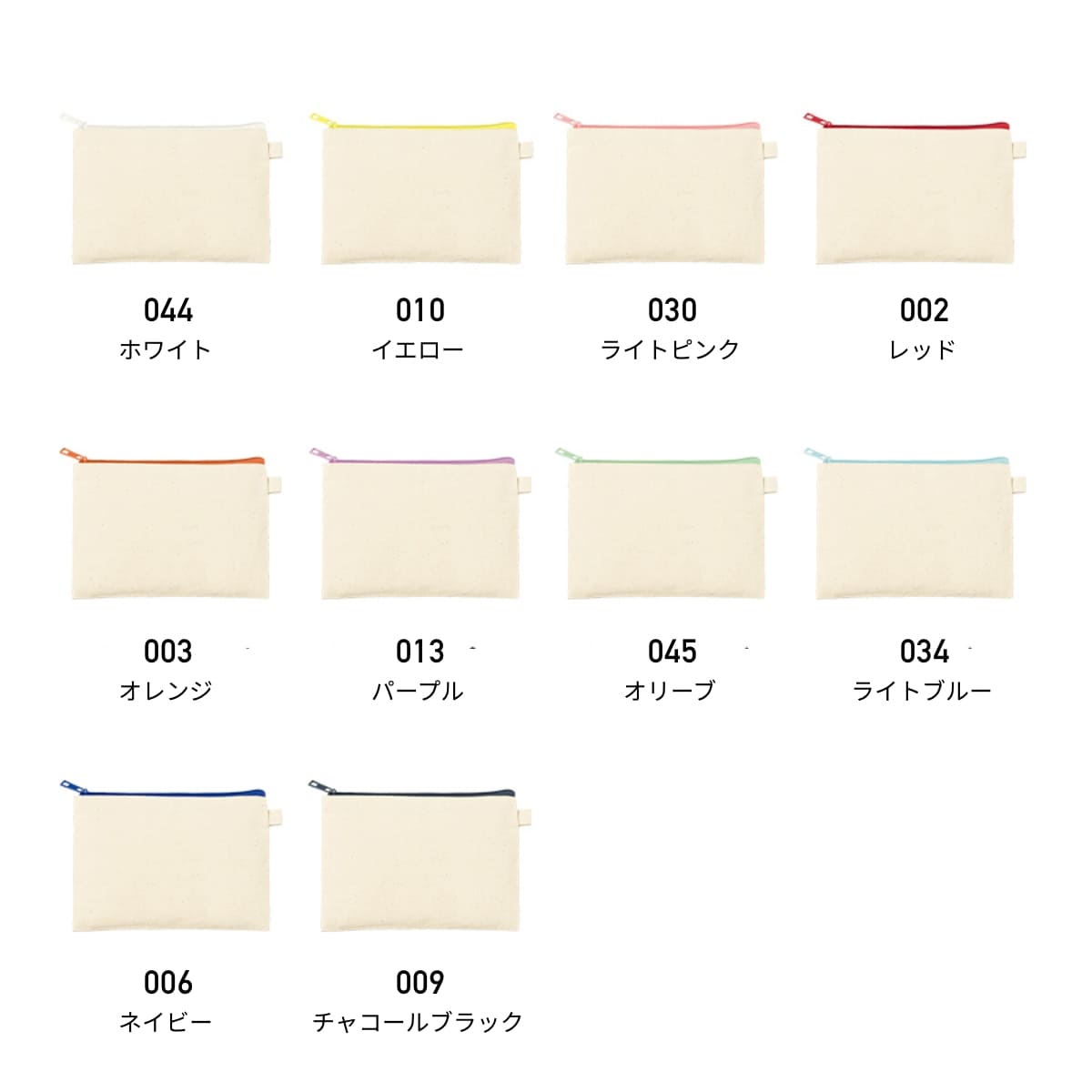 カラーファスナーキャンバスフラットポーチ（S） | ノベルティ(小物) | 1枚 | TP-0053 | ネイビー