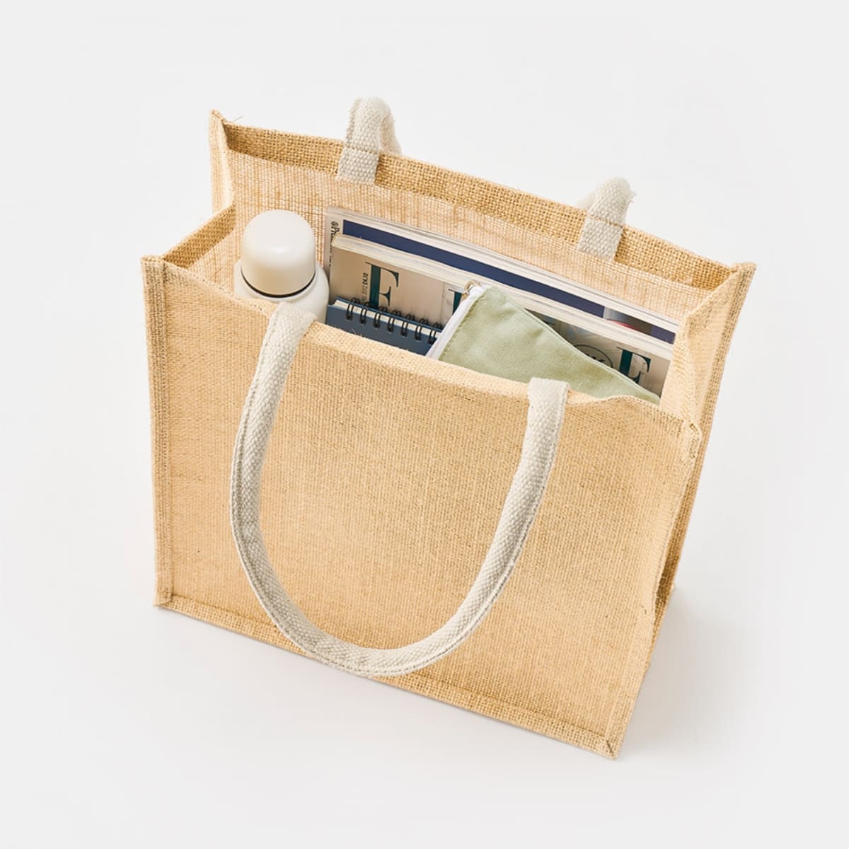 ジュートスクエアトート（ML） | ノベルティ(小物) | 1枚 | TR-1398 | ナチュラルベージュ