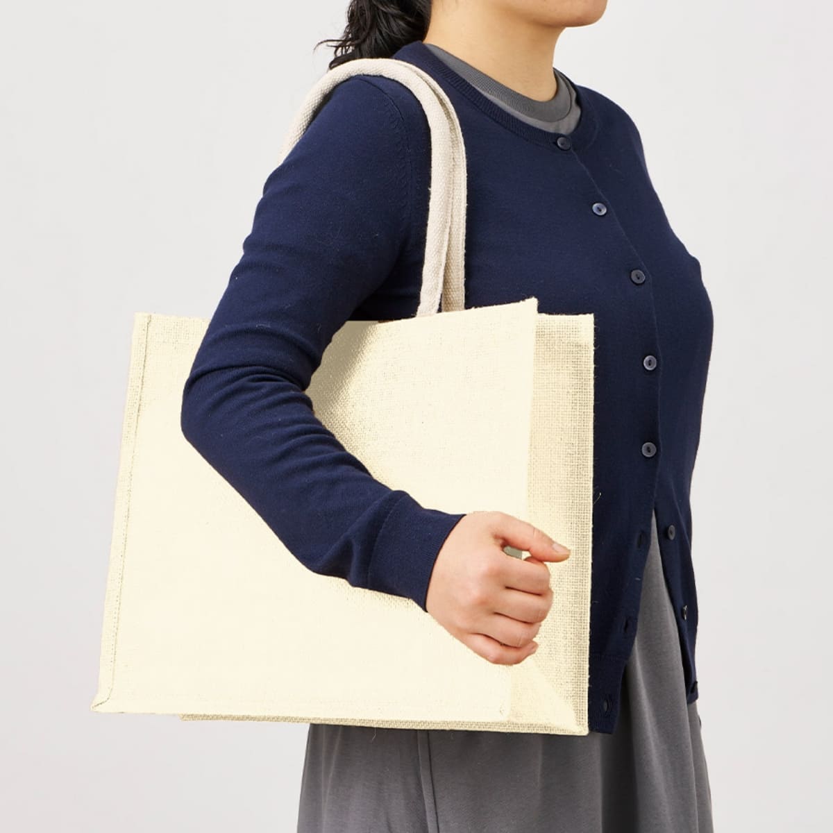 ジュートスクエアトート（ML）ワイド | ノベルティ(小物) | 1枚 | TR-1399 | ナチュラルベージュ