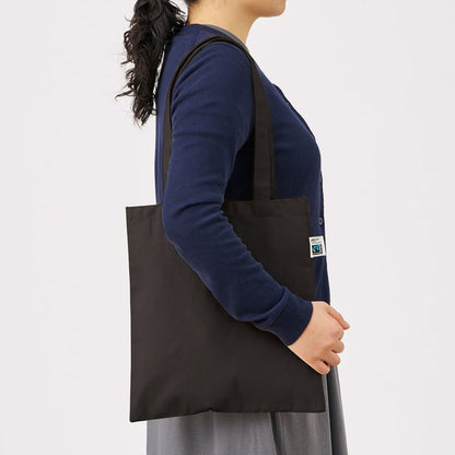 フェアトレードコットンカジュアルフラットバッグ（M） | ノベルティ(小物) | 1枚 | TR-1400 | ナイトブラック