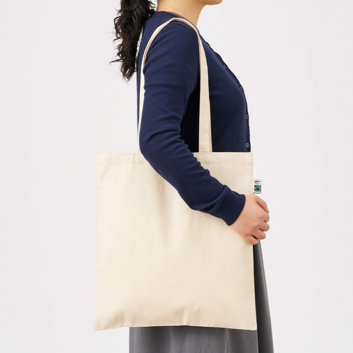 フェアトレードコットンカジュアルフラットバッグ（L） | ノベルティ(小物) | 1枚 | TR-1401 | ナチュラル