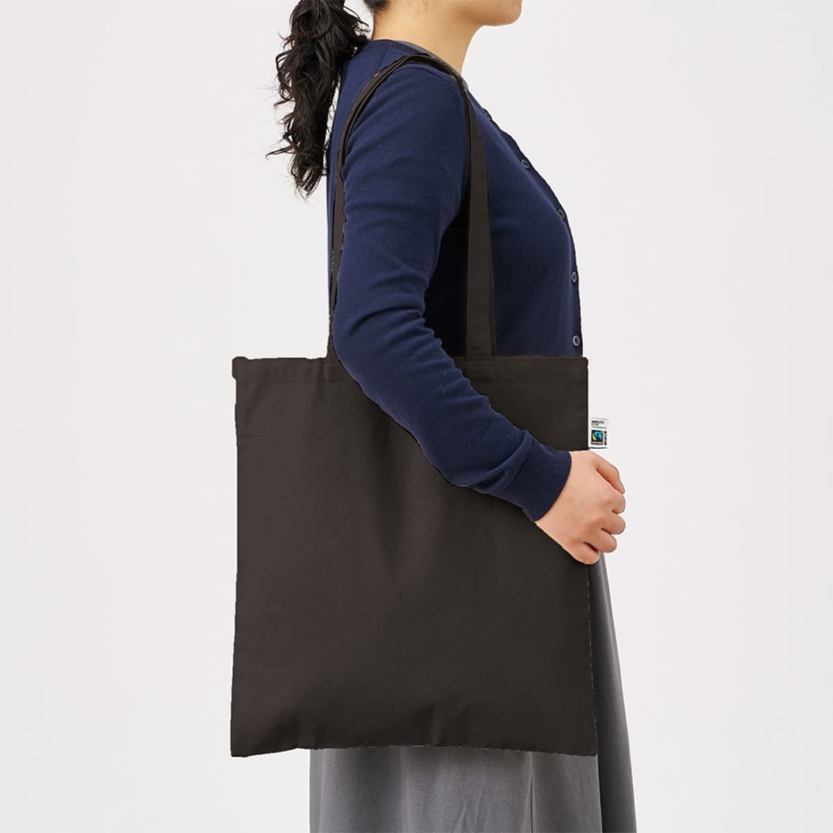 フェアトレードコットンカジュアルフラットバッグ（L） | ノベルティ(小物) | 1枚 | TR-1401 | ネイビー