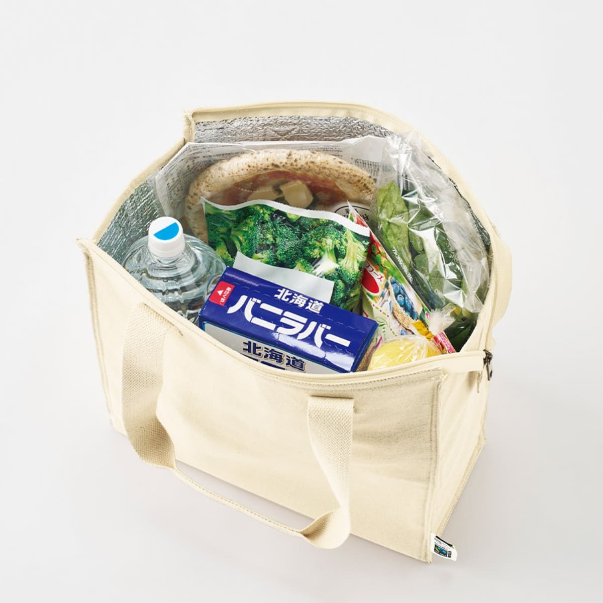 フェアトレードコットンスクエア保冷トート（M） | ノベルティ(小物) | 1枚 | TR-1404 | ナチュラル