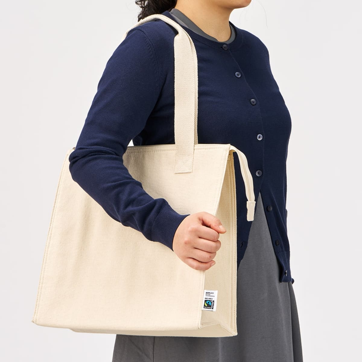 フェアトレードコットンスクエア保冷トート（M） | ノベルティ(小物) | 1枚 | TR-1404 | ナイトブラック