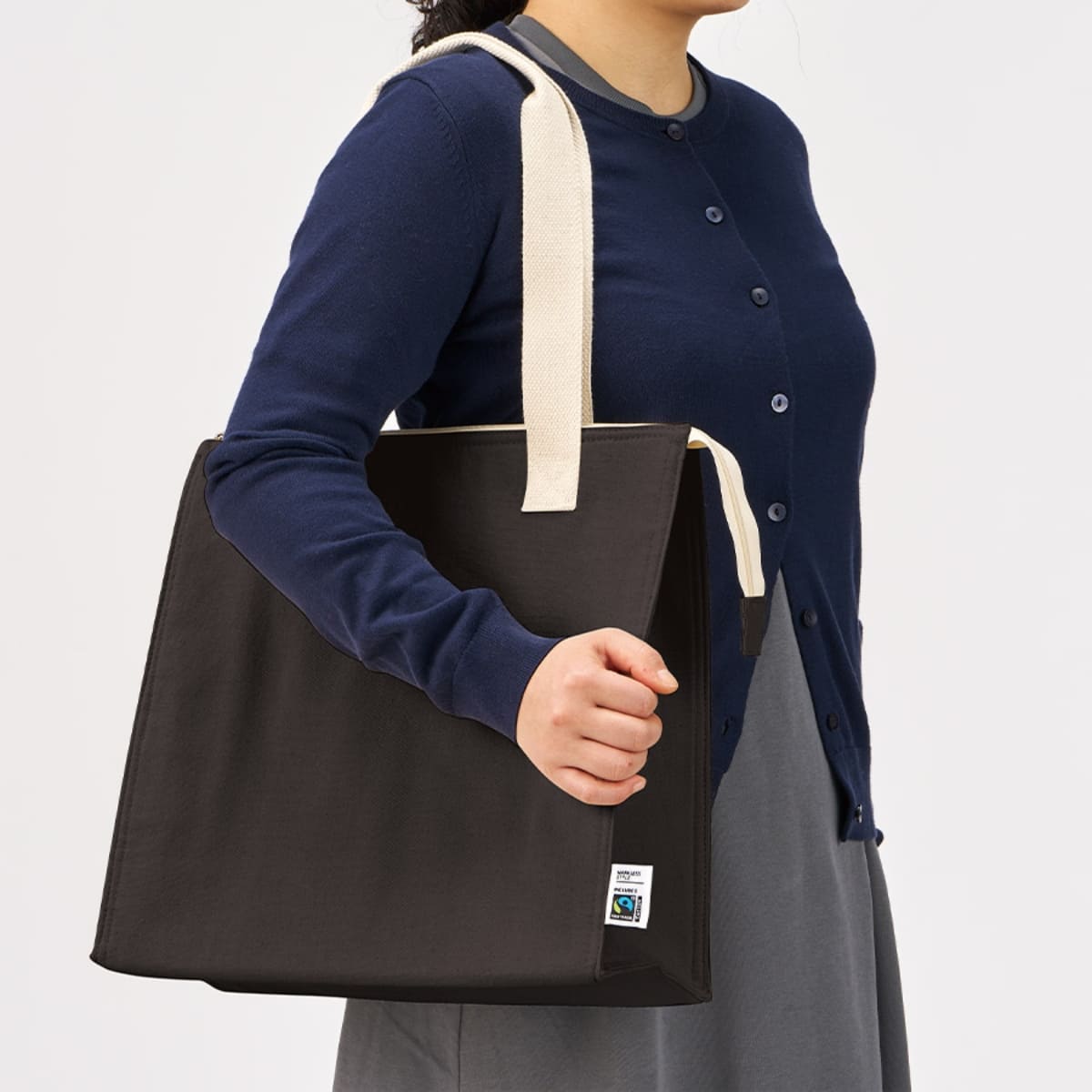 フェアトレードコットンスクエア保冷トート（M） | ノベルティ(小物) | 1枚 | TR-1404 | ナイトブラック