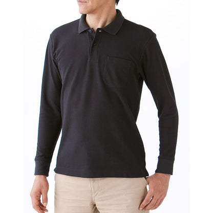 ポケット付CVC鹿の子ドライ長袖ポロシャツ | メンズ | 1枚 | MS3115 | ホワイト