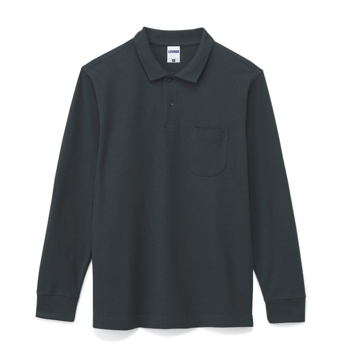 ポケット付CVC鹿の子ドライ長袖ポロシャツ | メンズ | 1枚 | MS3115 | ブラック