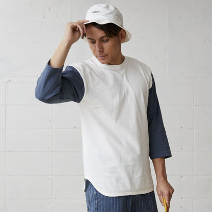 オープンエンド 3/4スリーブ ベースボールTシャツ | ビッグサイズ | 1枚 | OE1230 | ナチュラル×デニム