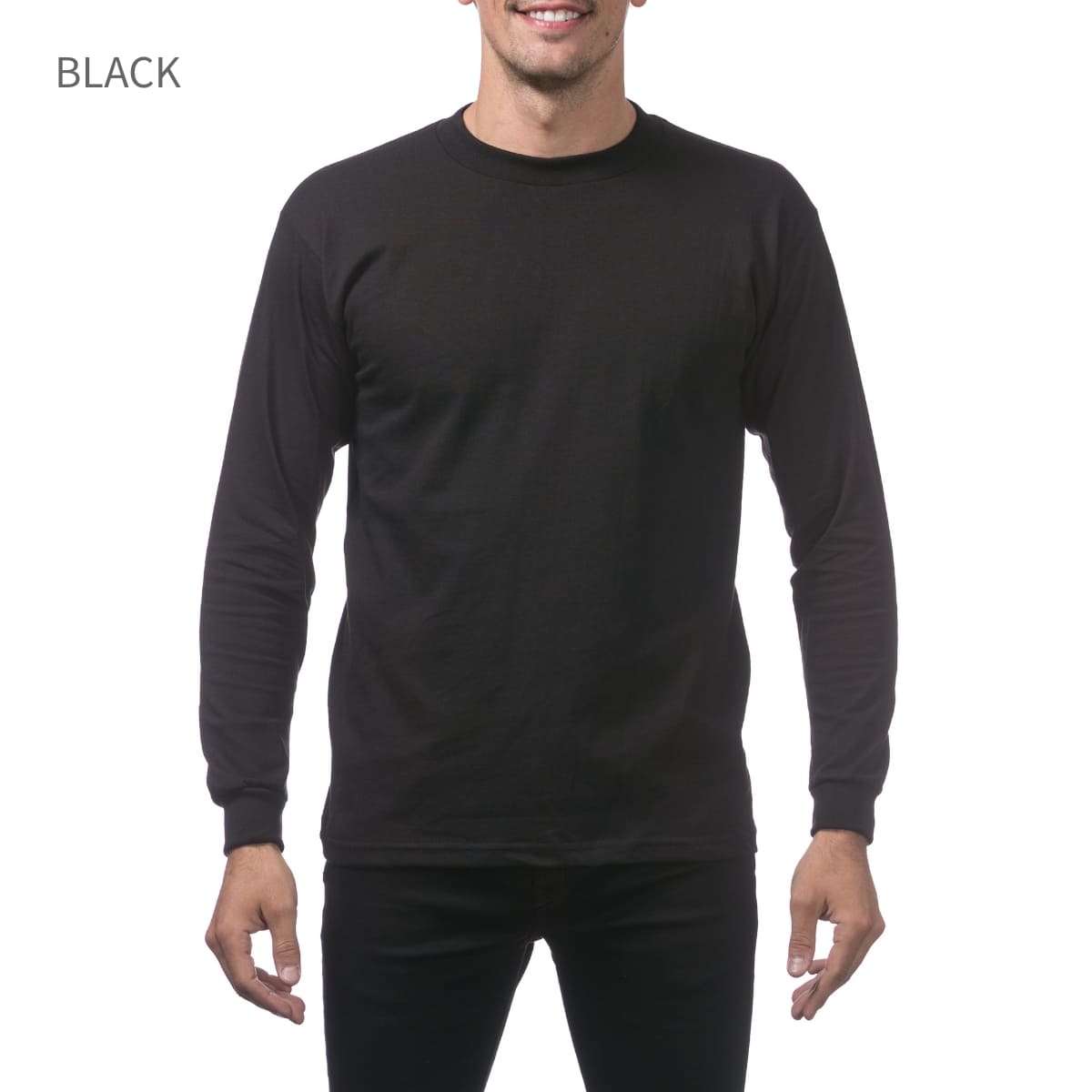 pro club Heavyweight Cotton Long Sleeve Crew Neck T-shirt | メンズ | 1枚 | 114 | BLACK