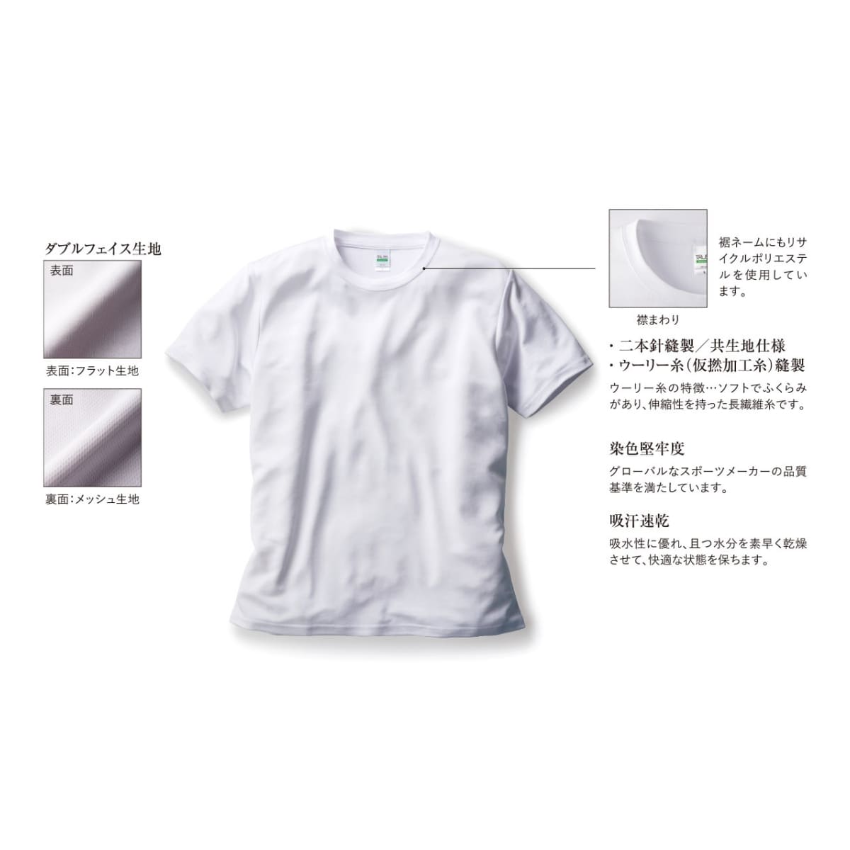 リサイクルポリエステルTシャツ | メンズ | 1枚 | RPT-925 | ネイビー