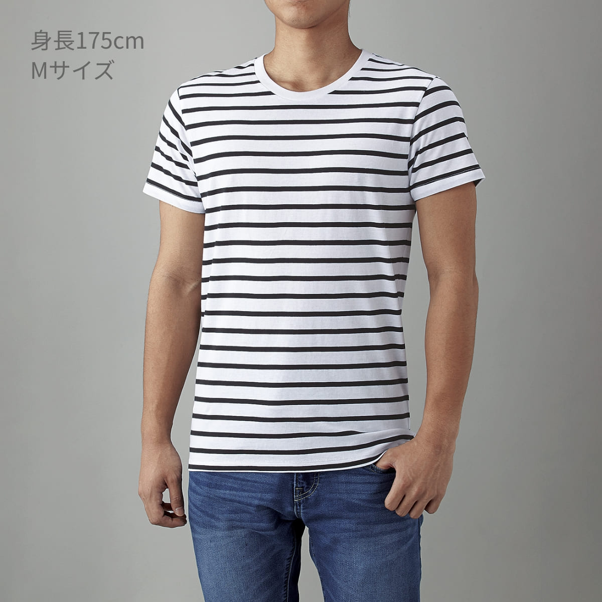 ナローボーダーTシャツ | メンズ | 1枚 | SNB-141 | ホワイト×ネイビー