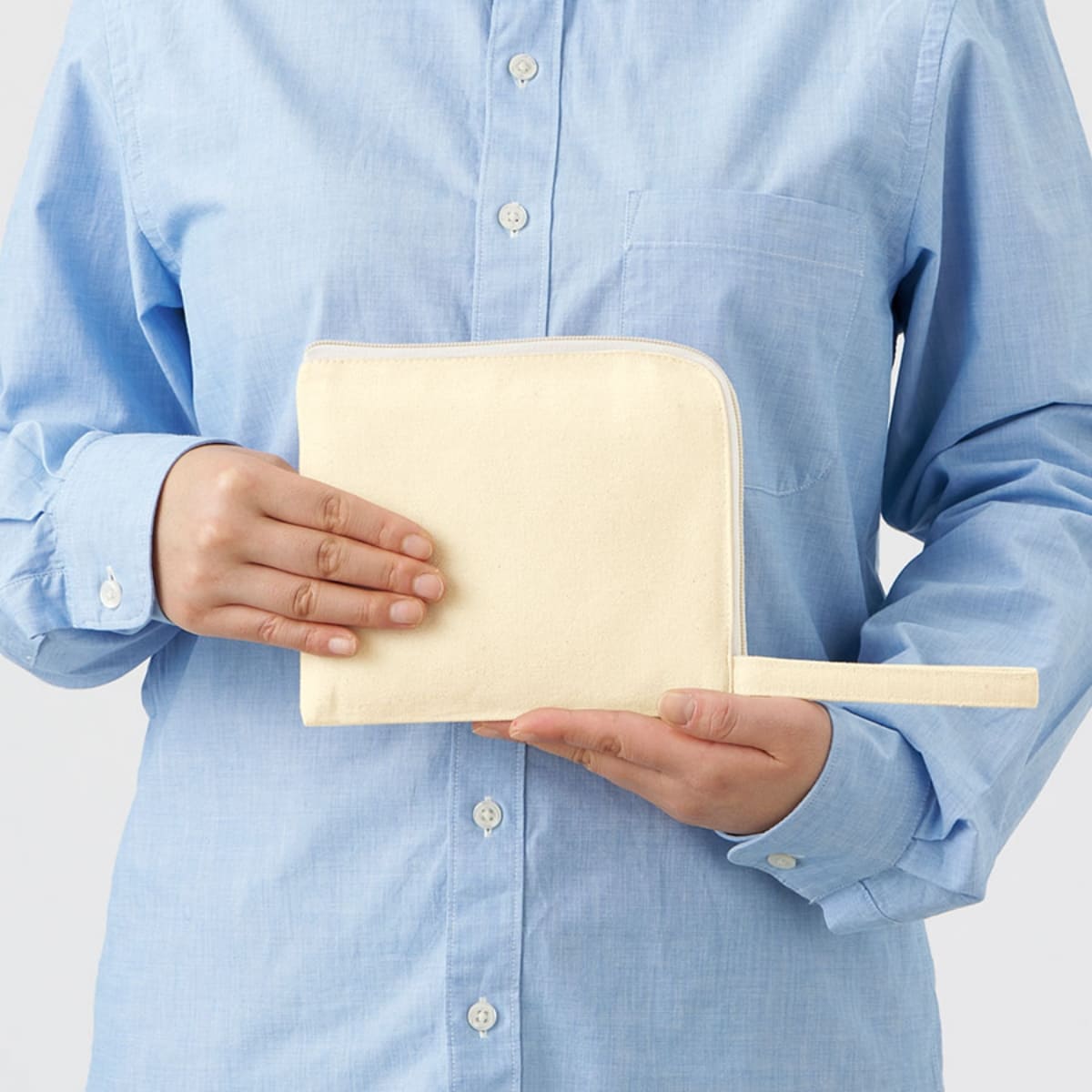 キャンバスL字ファスナーフラットポーチ(S) | ノベルティ(小物) | 1枚 | TP-0007 | ナイトブラック