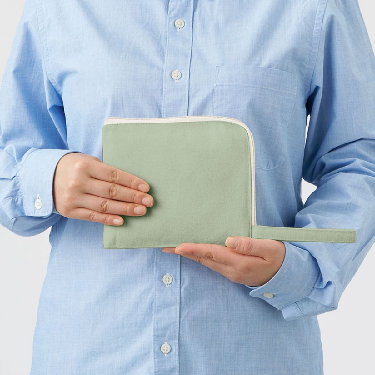 キャンバスL字ファスナーフラットポーチ(S) | ノベルティ(小物) | 1枚 | TP-0007 | スモークピンク