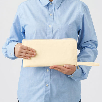 キャンバスL字ファスナーフラットポーチ(M) | ノベルティ(小物) | 1枚 | TP-0008 | マスタード