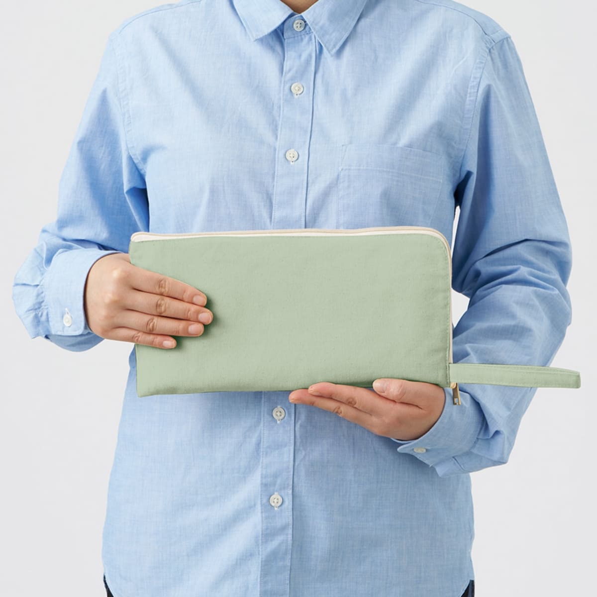 キャンバスL字ファスナーフラットポーチ(M) | ノベルティ(小物) | 1枚 | TP-0008 | ナイトブラック