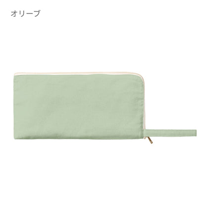 キャンバスL字ファスナーフラットポーチ(M) | ノベルティ(小物) | 1枚 | TP-0008 | スモークピンク