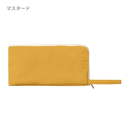 キャンバスL字ファスナーフラットポーチ(M) | ノベルティ(小物) | 1枚 | TP-0008 | マスタード