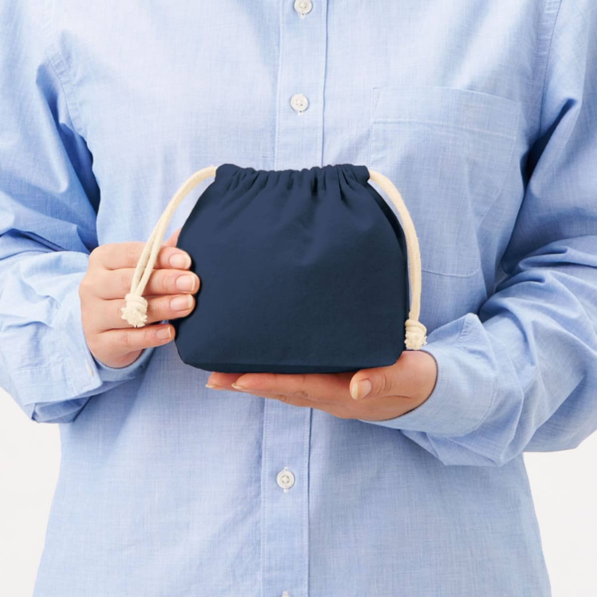 厚手コットンポーチ巾着(S) | ノベルティ(小物) | 1枚 | TP-0016 | サックスブルー