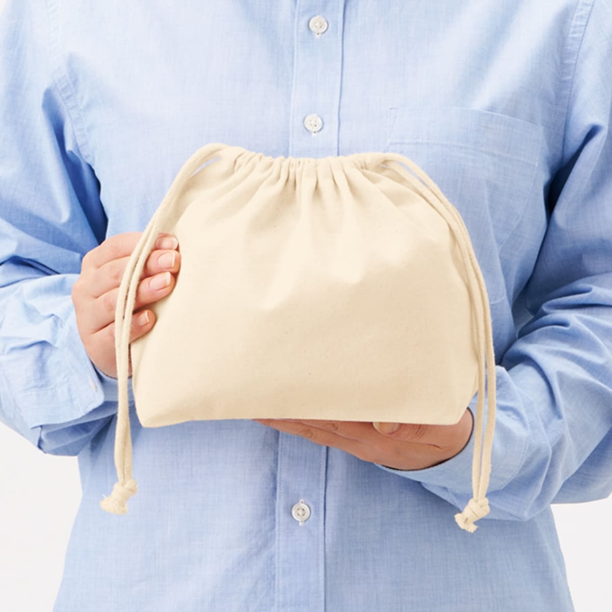 厚手コットンポーチ巾着(M) | ノベルティ(小物) | 1枚 | TP-0017 | オリーブ