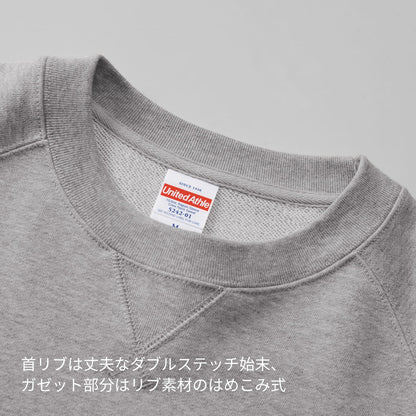 10.0オンス ラグランスリーブ クルーネック スウェット（裏パイル） | メンズ | 1枚 | 5242-01 | ミックスグレー