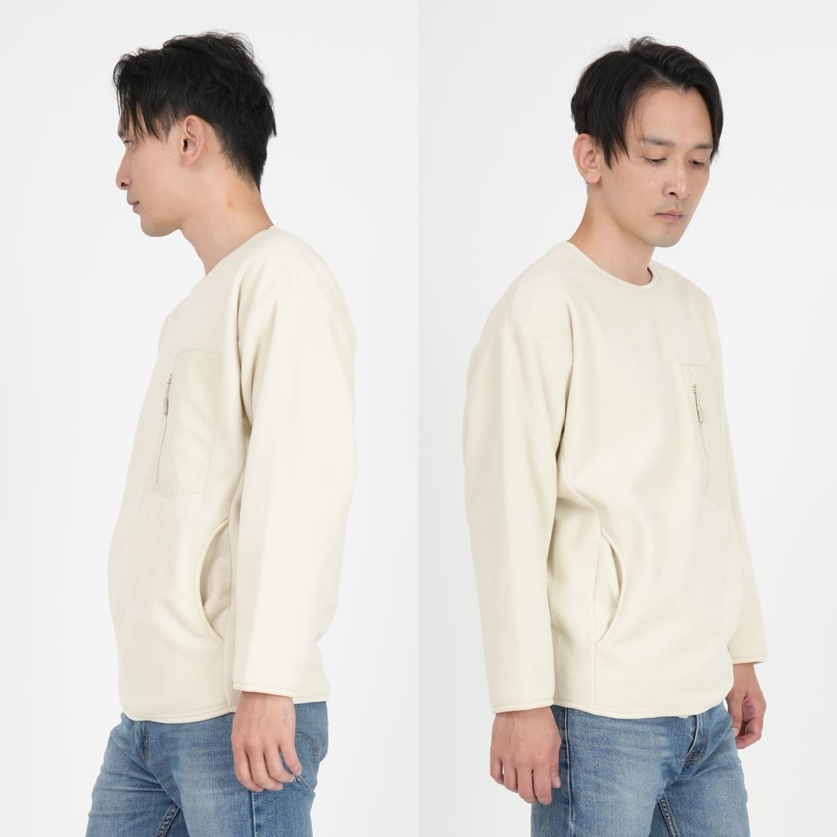 マイクロフリース クルーネック シャツ（一重） | ビッグサイズ | 1枚 | 7098-01 | ブラック