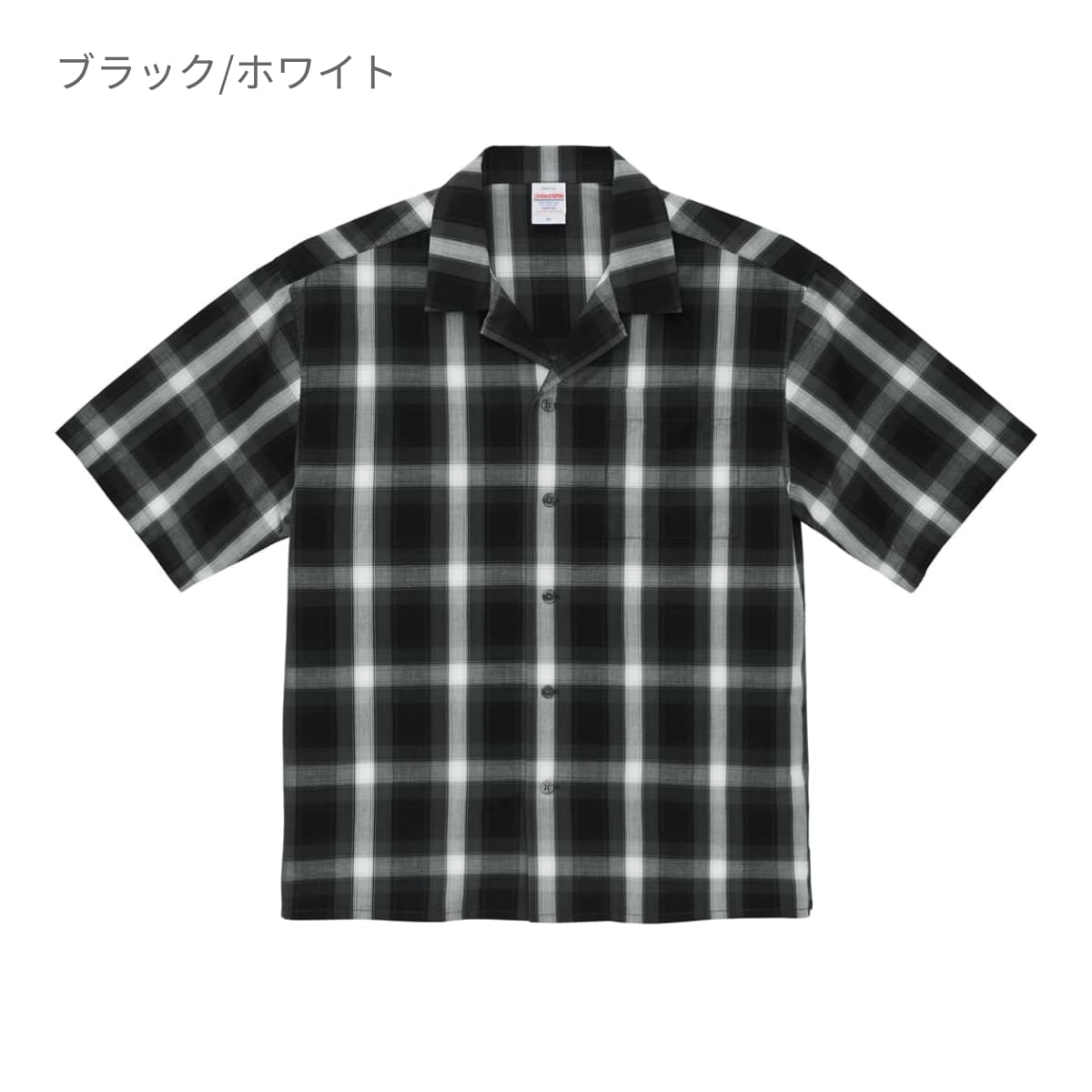 コットン オープンカラーショートスリーブ シャツ | メンズ | 1枚 | 1693-01 | ブラック/ホワイト