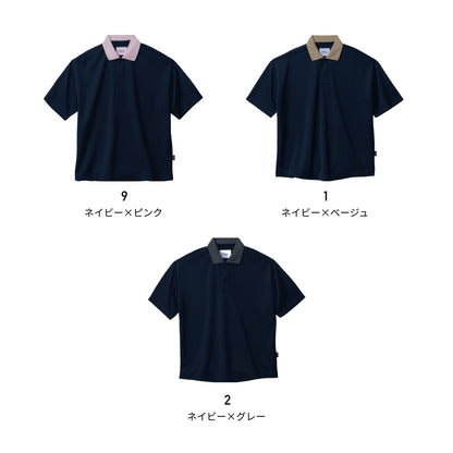 ユニセックスポロシャツ（ポリジン加工） | 介護服（福祉・ケア） | 1枚 | BKB4502 | ネイビー×ピンク