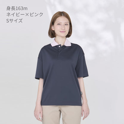 ユニセックスポロシャツ（ポリジン加工） | 介護服（福祉・ケア） | 1枚 | BKB4502 | ネイビー×ピンク