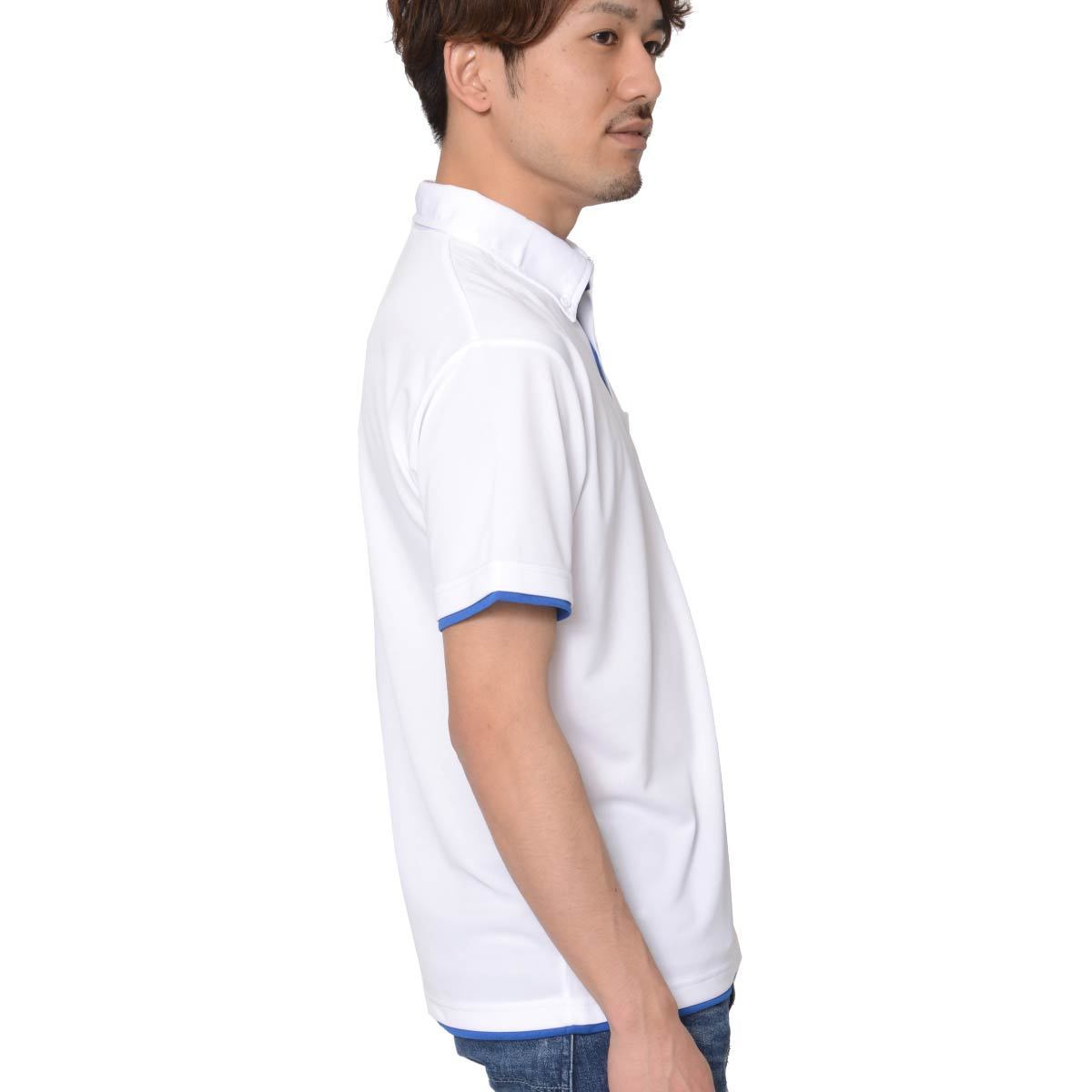 4.4オンス ドライレイヤードボタンダウンポロシャツ | ビッグサイズ | 1枚 | 00315-AYB | ホワイト×ロイヤルブルー