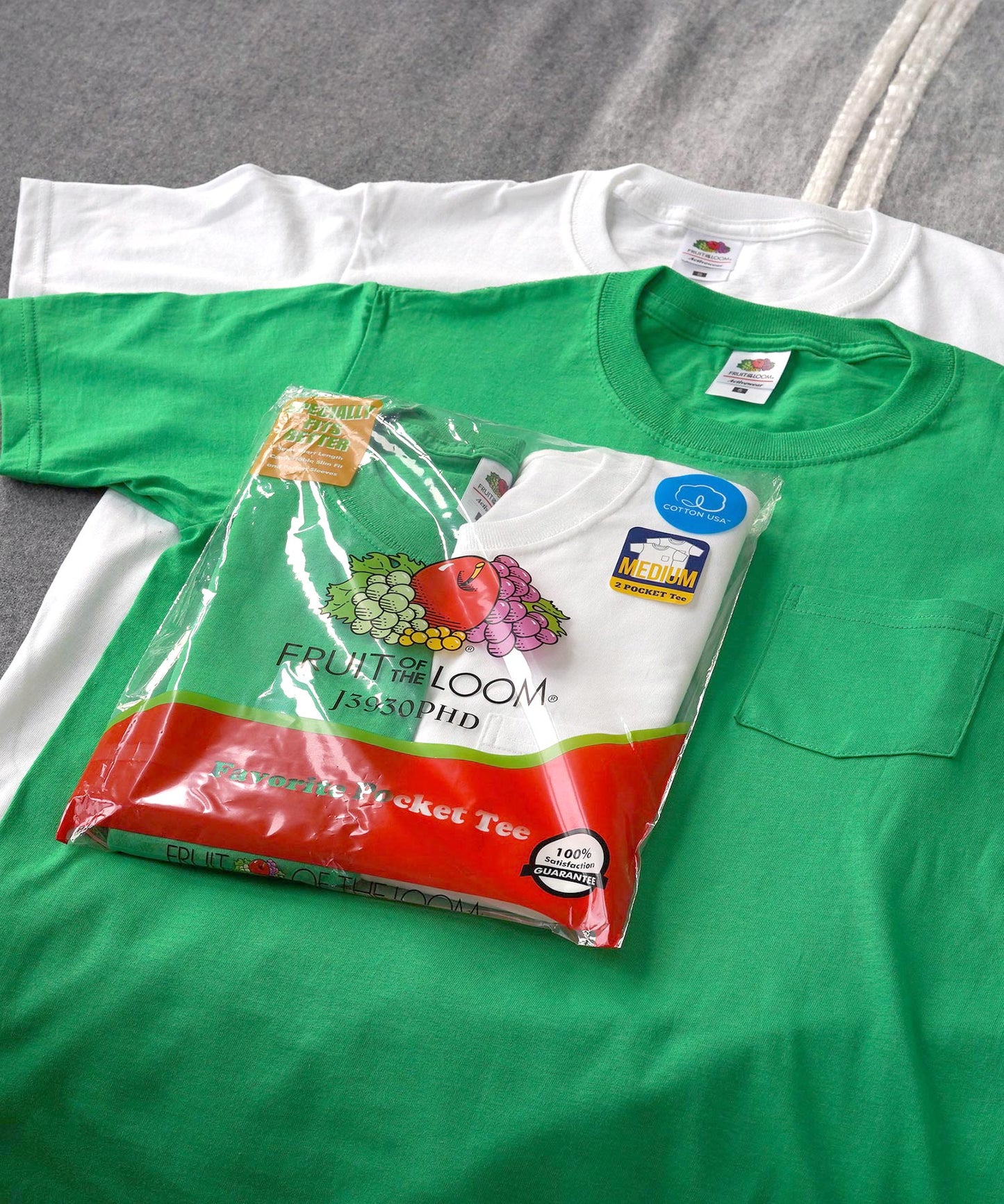 ポケット付きパックTシャツ２枚セット | メンズ | 02T | 3930PHD2 | ホワイト×ケリー