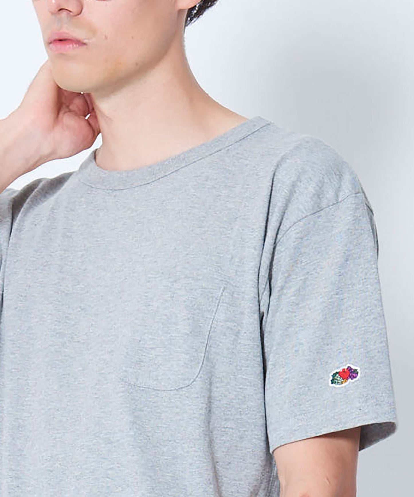 ヘビーウェイト クルーネックポケット付きTシャツ(袖ワッペン) | メンズ | 1枚 | 1001 | 杢グレー