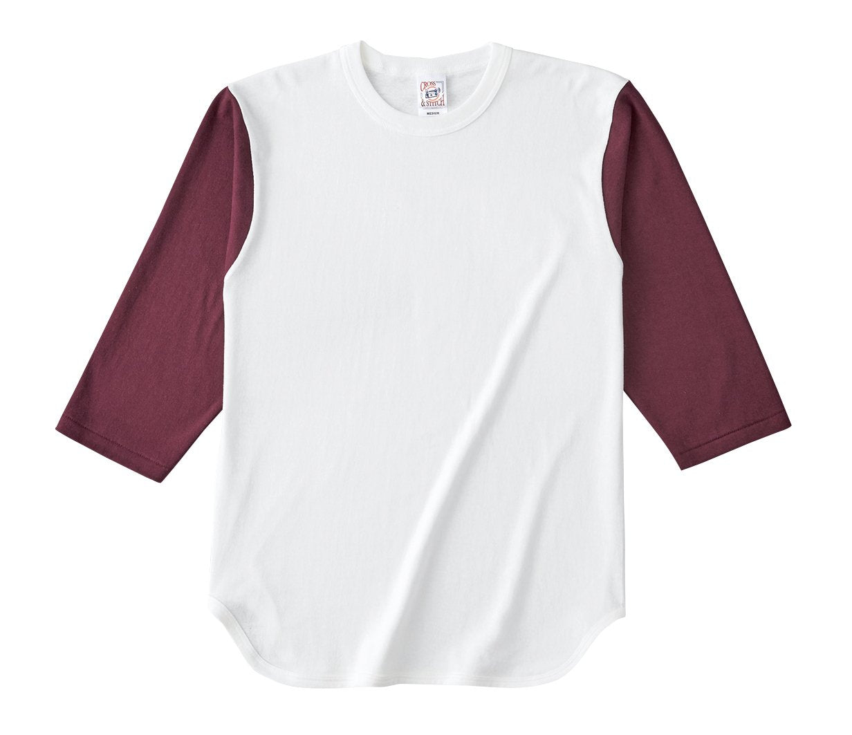 オープンエンド 3/4スリーブ ベースボールTシャツ | ビッグサイズ | 1枚 | OE1230 | ナチュラル×バーガンディ