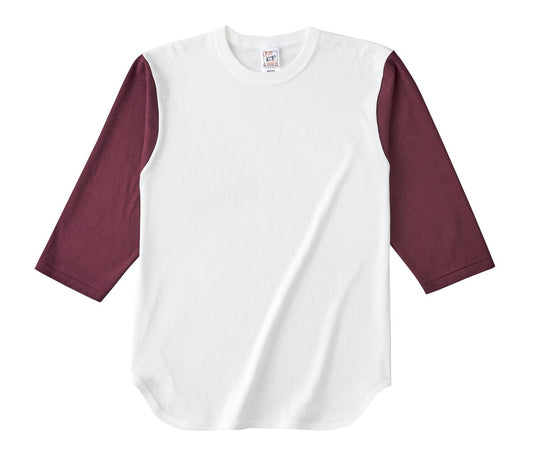 オープンエンド 3/4スリーブ ベースボールTシャツ | ビッグサイズ | 1枚 | OE1230 | ナチュラル×バーガンディ