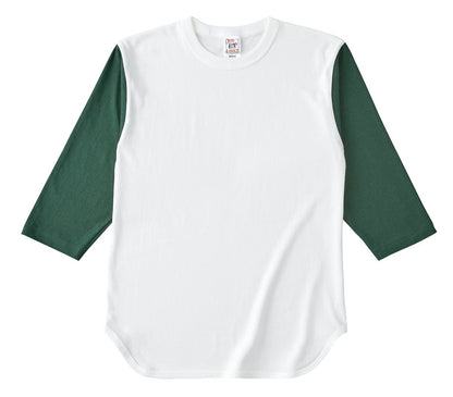 オープンエンド 3/4スリーブ ベースボールTシャツ | ビッグサイズ | 1枚 | OE1230 | ナチュラル×フォレストグリーン