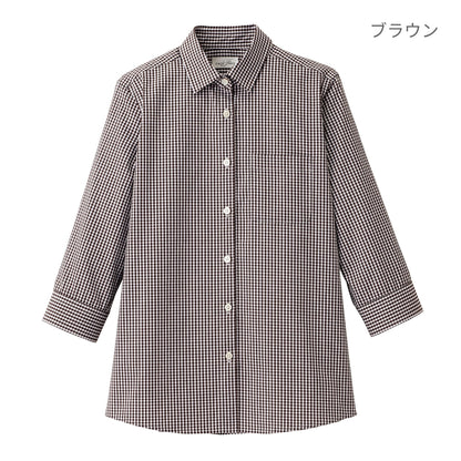 レディスセミワイドカラー七分袖ブラウス | レディース | 1枚 | FB4043L | ブラウン