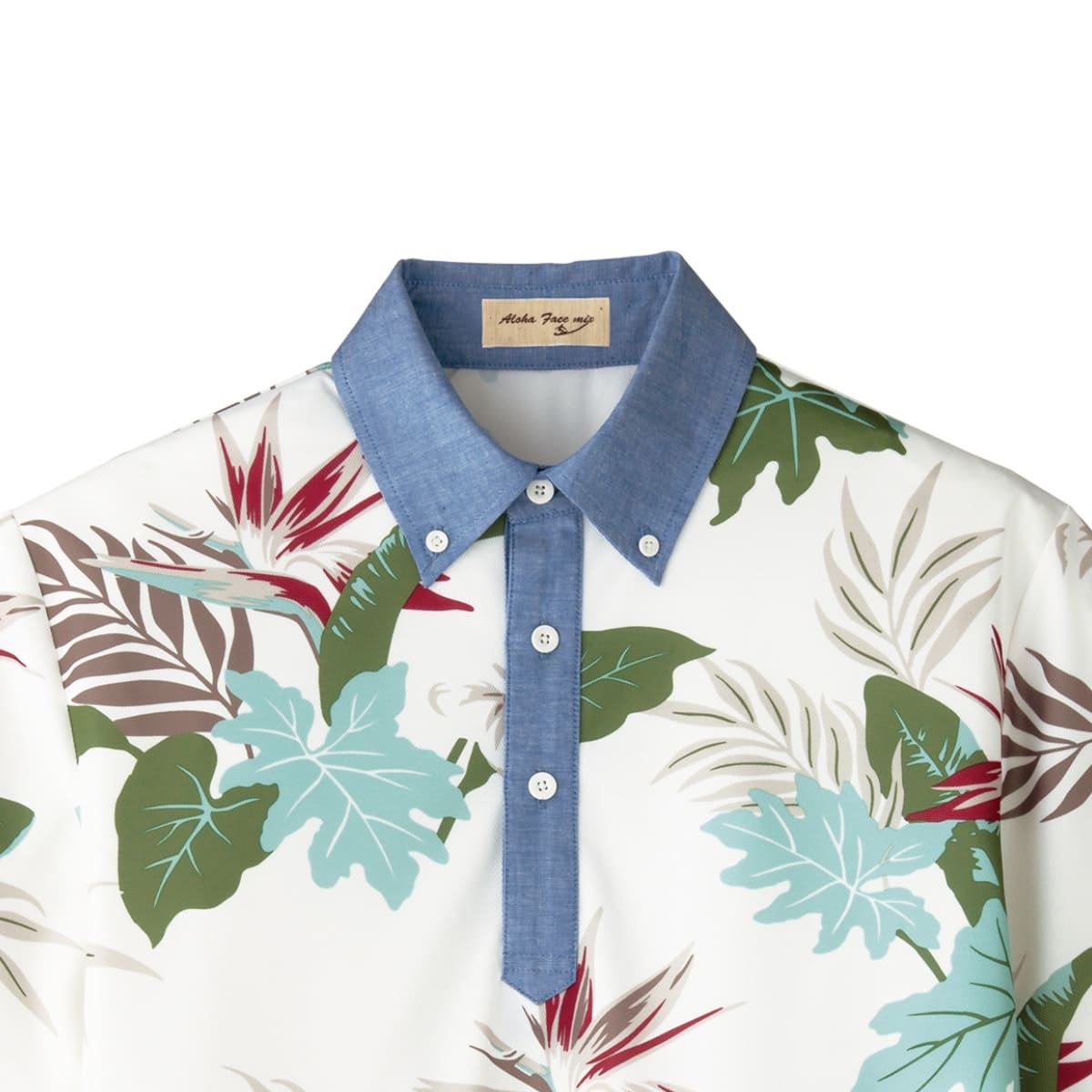 アロハポロシャツ（リーフ柄） | メンズ | 1枚 | FB4525U | ネイビー