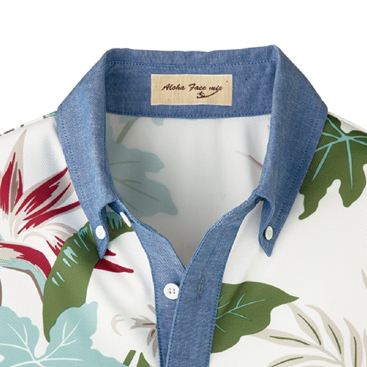 アロハポロシャツ（リーフ柄） | メンズ | 1枚 | FB4525U | ネイビー