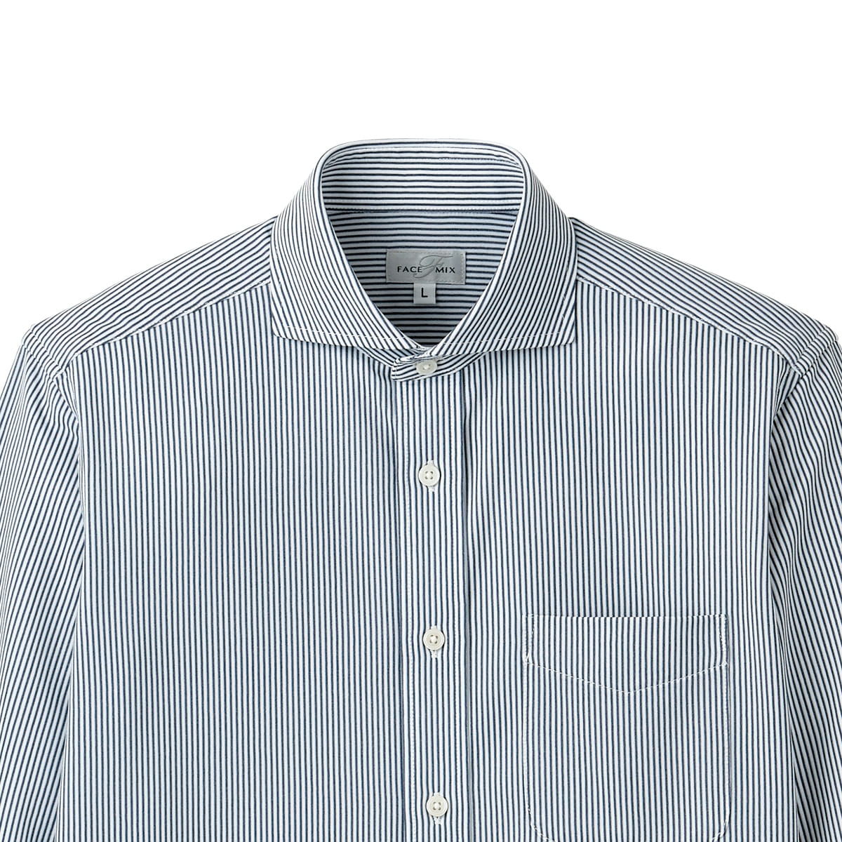 ワイドカラーニット長袖シャツ | メンズ | 1枚 | FB4559U | ネイビー