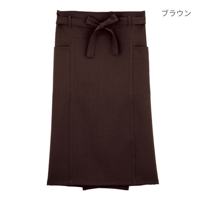 ベルトループ付ロングエプロン | カフェ・飲食店制服 | 1枚 | FK7079 | ブラウン