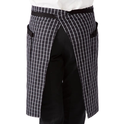 チェック柄ロングエプロン | カフェ・飲食店制服 | 1枚 | FK7123 | ブラウン