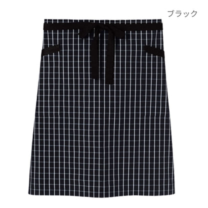 チェック柄ロングエプロン | カフェ・飲食店制服 | 1枚 | FK7123 | ブラウン