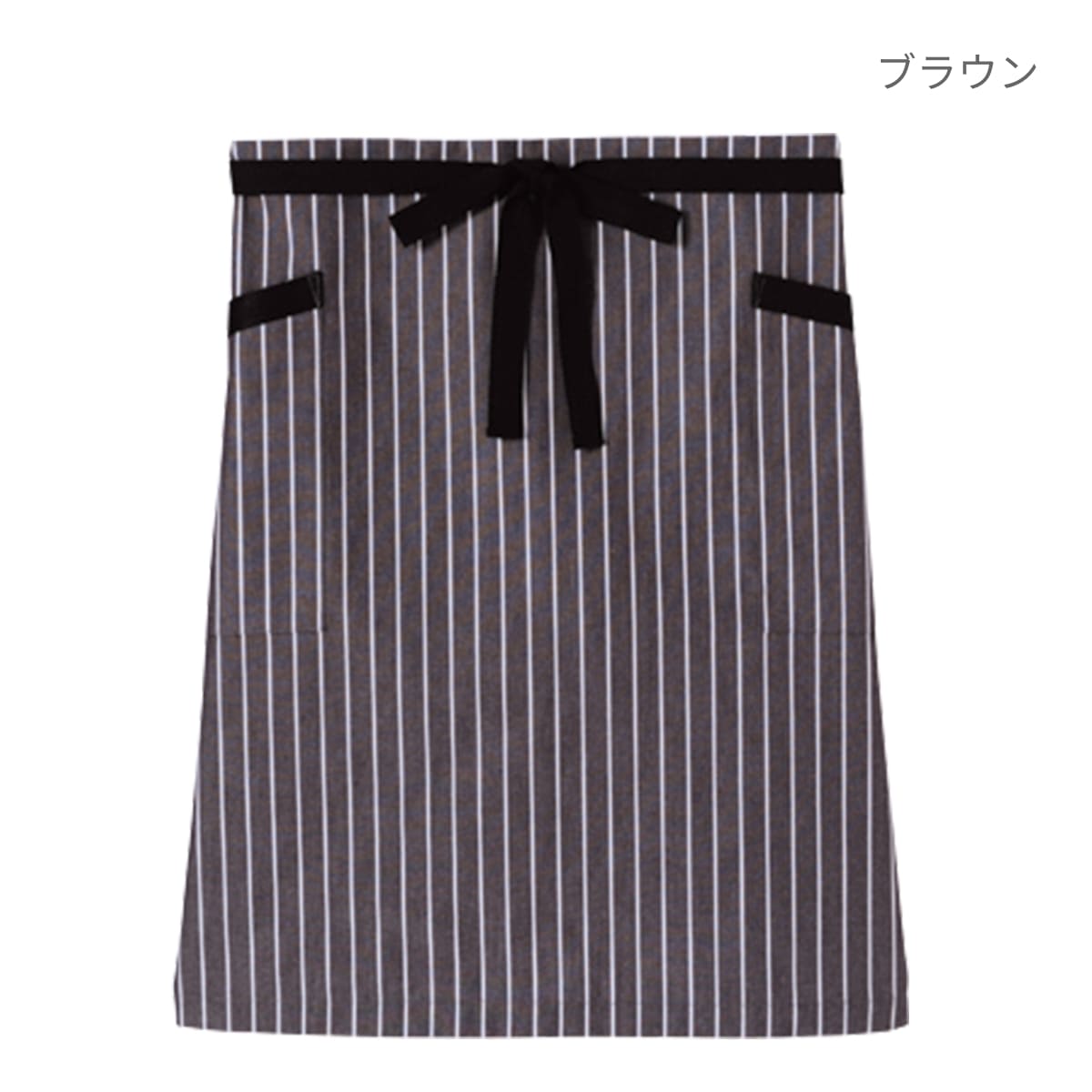 ストライプ柄ロングエプロン | カフェ・飲食店制服 | 1枚 | FK7124 | ブラック