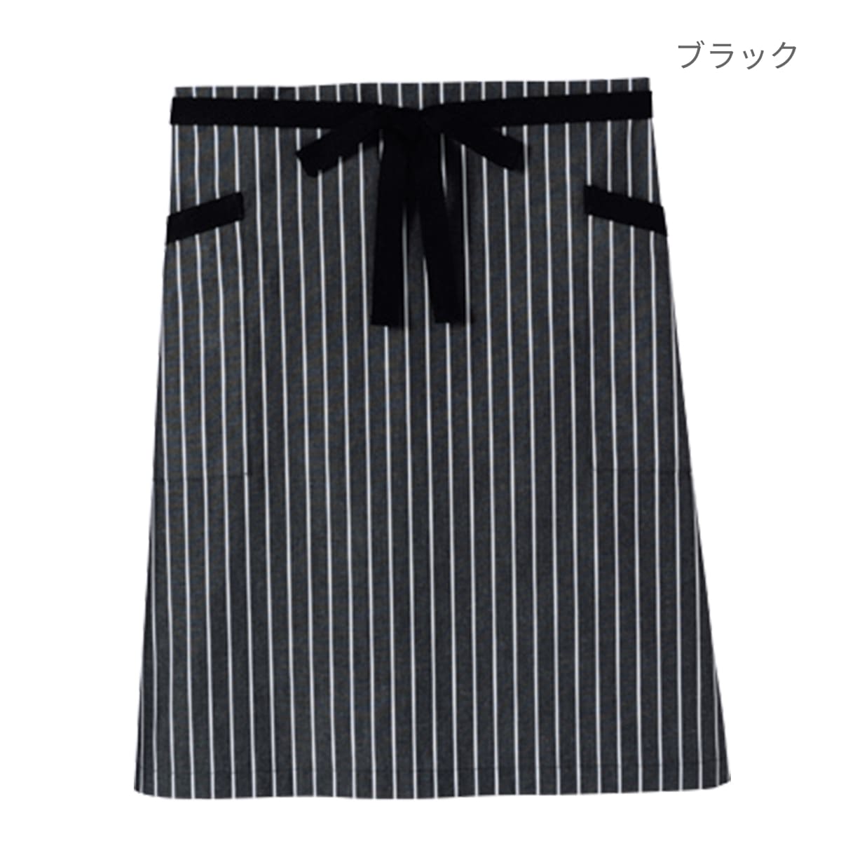 ストライプ柄ロングエプロン | カフェ・飲食店制服 | 1枚 | FK7124 | ブラック
