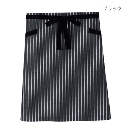 ストライプ柄ロングエプロン | カフェ・飲食店制服 | 1枚 | FK7124 | ブラック
