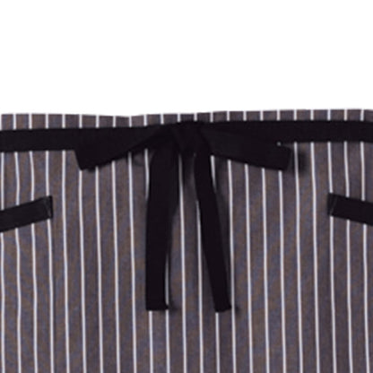 ストライプ柄ショートエプロン | カフェ・飲食店制服 | 1枚 | FK7126 | ブラック