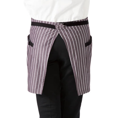 ストライプ柄ショートエプロン | カフェ・飲食店制服 | 1枚 | FK7126 | ブラック